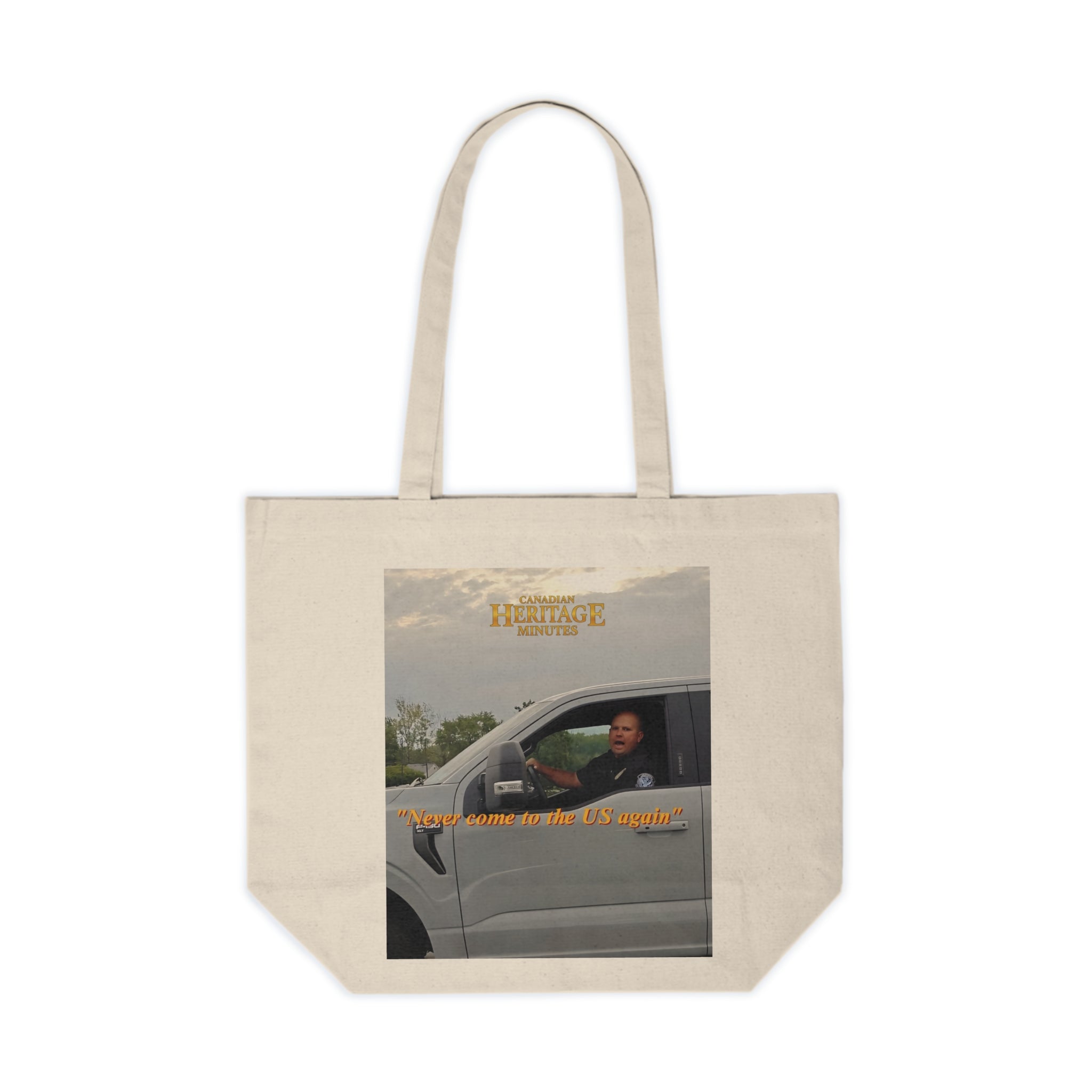 Canvas Tote Bag – - "Never come to the U.S. again" Heritage Moment - Eco-Friendly Bag, Daily Errands, Gift for Friends, Retro Style, Market Tote